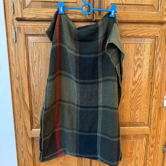 Berit Plaid Infinity Scarf in Olive, Black and Red - Picture 2 of 2